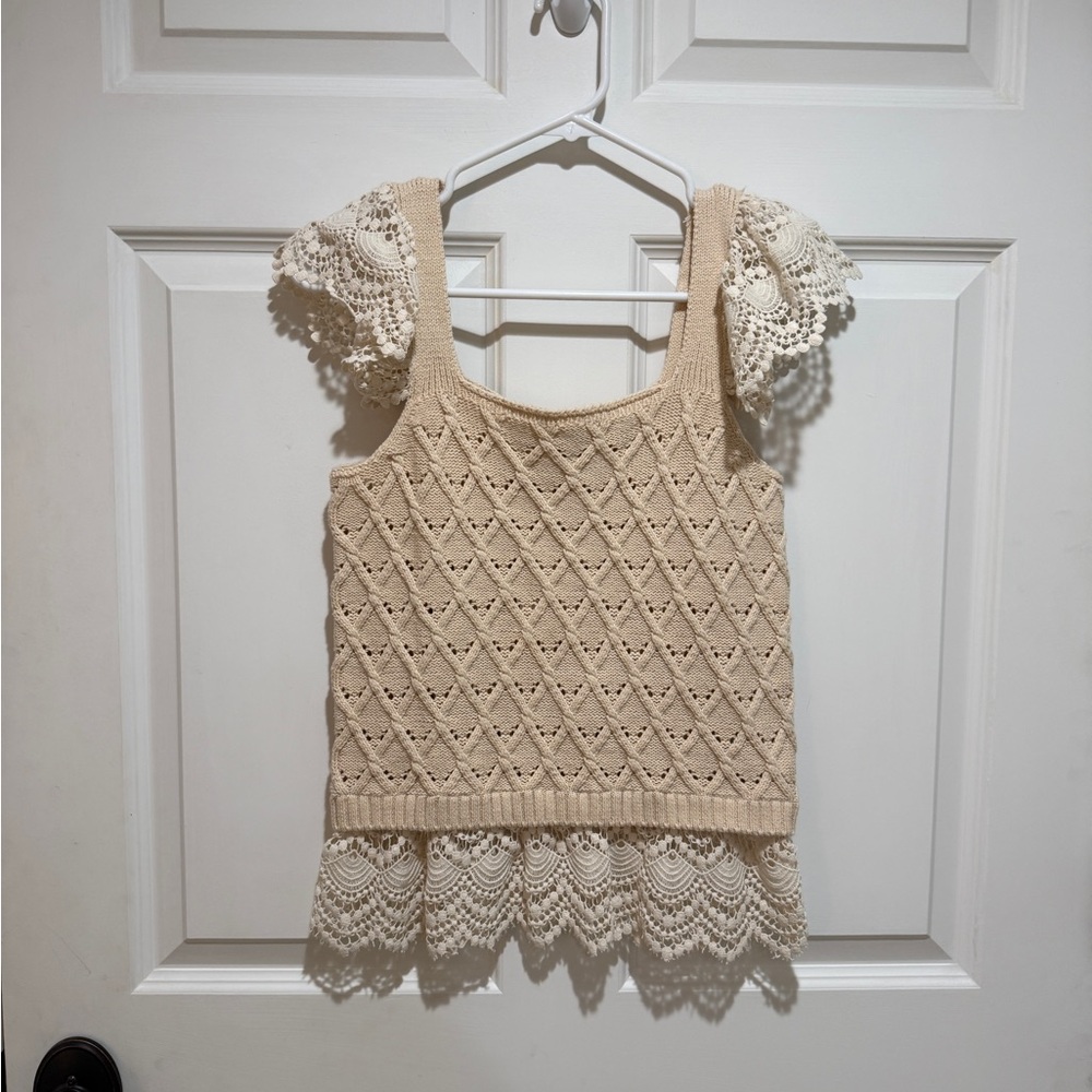Elegant Cream Crochet Women's Top